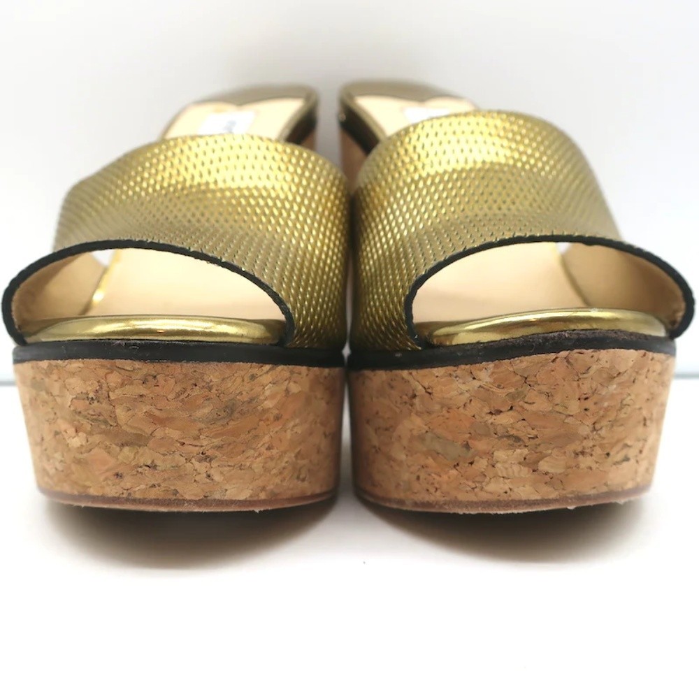 Jimmy Choo Deedee 125 Cork Platform Sandals Gold Metallic Leather Size 36 NEW - Picture 4 of 12